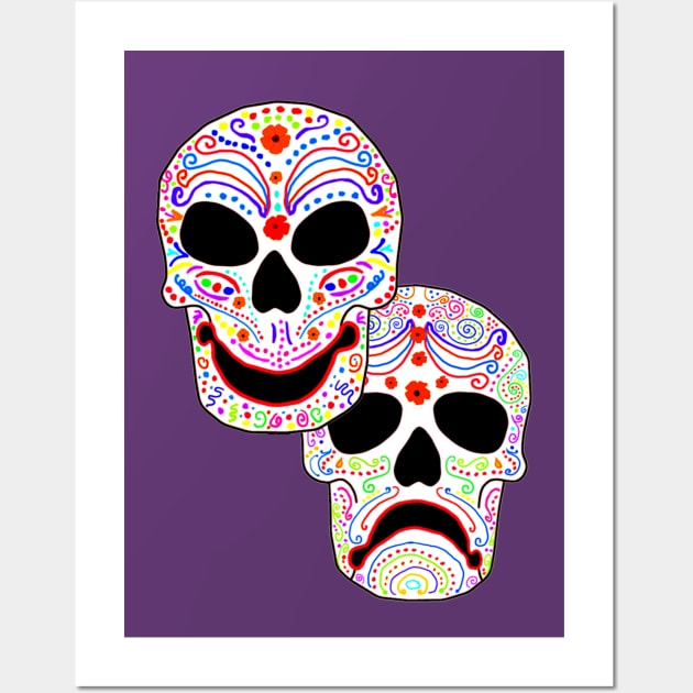 Colorful Muertos Comedy-Tragedy Wall Art by Jan4insight TeeStore